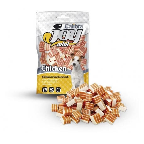 Calibra joy dog mini sandwich bacalao pollo snack para perros