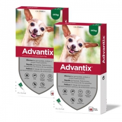Advantix pack 2 unités (8 pipettes) pour chiens mini (0-4KG)