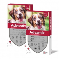 Advantix pack 2 unités (8 pipettes) pour chiens taille moyenne (10-25kg)