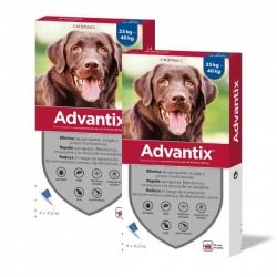 Advantix pack 2 unités (8 pipettes) pour chiens taille grande (+25kg)