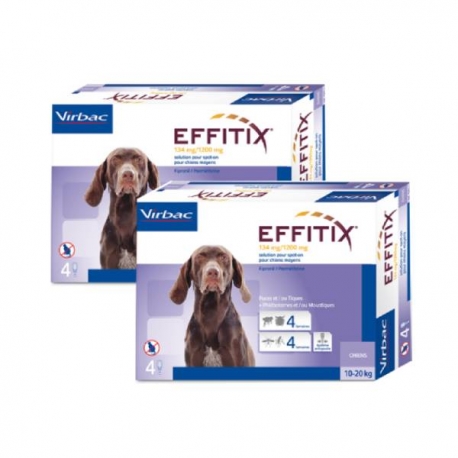 Effitix antiparasitaire pack 2 unités (8 pipettes) pour chiens taille moyenne (10-20 kg)