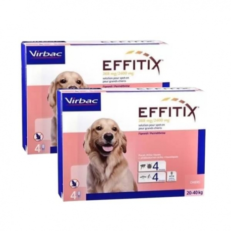 Effitix antiparasitaire pack 2 unités (8 pipettes) pour chiens taille grande (20-40kg)