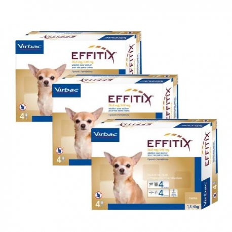 Effitix antiparasitaire pack 3 unités (12 pipettes) pour chiens mini (1,5 - 4 kg)