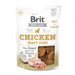 Brit jerky snack with insect meaty coins pollo premios para perro
