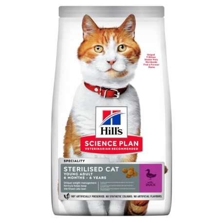 Hills Science Plan Sterilised Cat Young & Adult pienso para gatos sabor pato