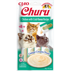 Pack Churu para gato adulto Pure de Pollo Con Cangrejo 12x56gr