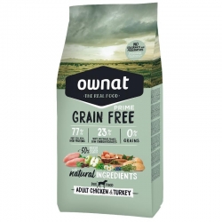 Ownat Grain Free Prime-Croquettes Adulte Poulet et Dinde pour Chien (1)