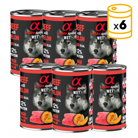 Alpha Spirit Pack de Latas para perros de Ternera y Melón