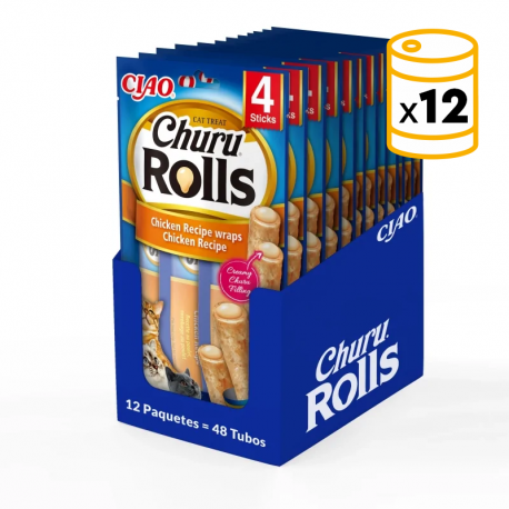 Pack Churu para gato adulto Rolls de Pollo 12x40gr