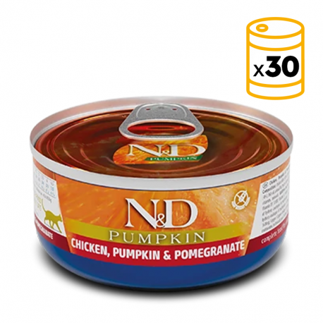 Pack de latas Farmina ND para gatos de Pollo, Calabaza y Granada