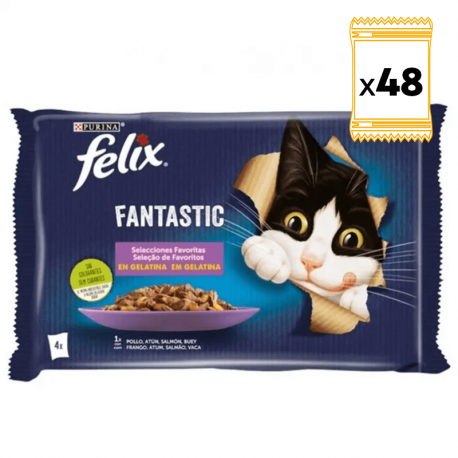 Felix Fantastic Comida húmeda para Gatos en Gelatina Selecciones Favoritas
